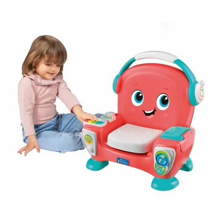 Clementoni - Fauteuil interactif pour enfants Symphonic, 4 modes de jeu avec musique, clavier, maraca, apprentissage des couleurs et des mots