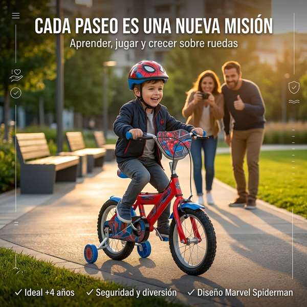 Huffy Bicicleta Spiderman 14" (4/6 ans) - Version Espagnol - Vélo Enfant Huffy Bicicleta Spiderman 14" (4/6 ans) - Version Espagnol - Vélo Enfant