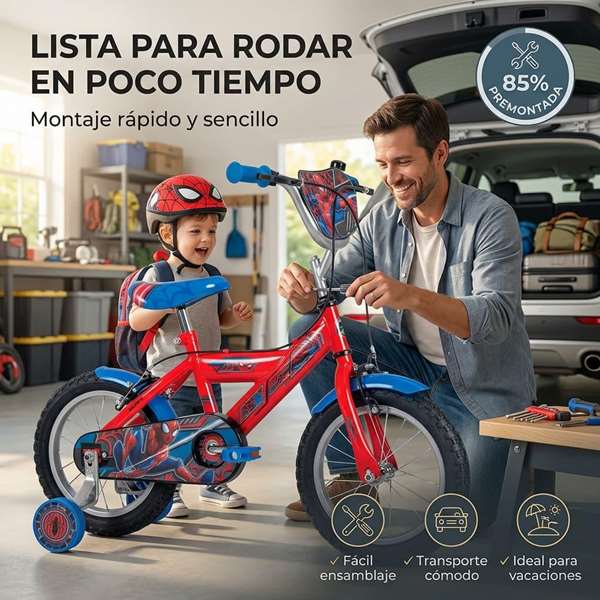 Huffy Bicicleta Spiderman 14" (4/6 ans) - Version Espagnol - Vélo Enfant Huffy Bicicleta Spiderman 14" (4/6 ans) - Version Espagnol - Vélo Enfant