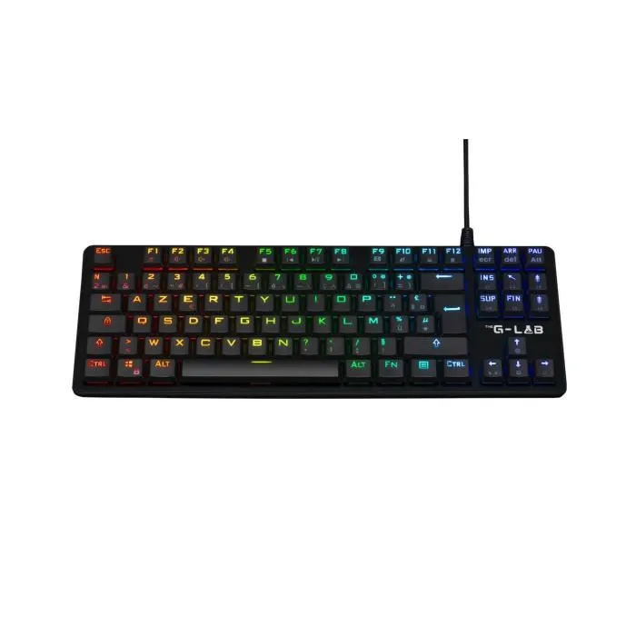 The G-Lab KEYZ PLATI - Clavier Gamer Mécanique TKL Format Compact - Switches Outemu Rouge Low Profile - Rétroéclairage RGB Personnalisable - Noir