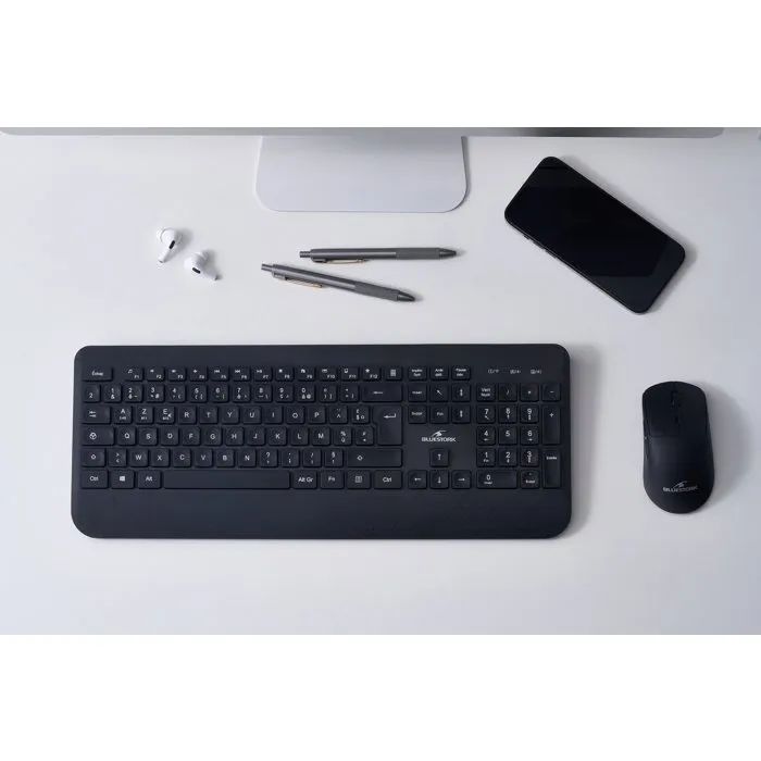 Bluestork Pack Office R2 - Clavier AZERTY et Souris 3200 DPI - Noir