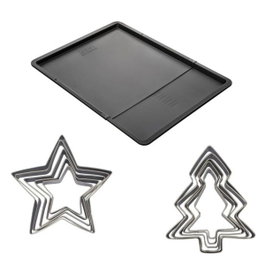 Zenker Ensemble avec plaque à pâtisserie extensible et 10 emporte-pièces de Noël
