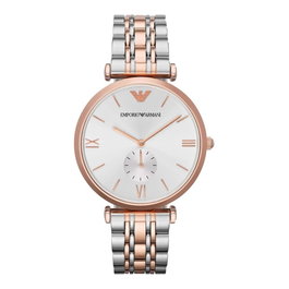Armani AR1677 montre unisexe avec boîtier rose et bracelet gris
