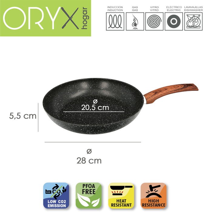 ORYX Poêle en Aluminium Forgé Antiadhésif Effet Pierre Ø 28 cm