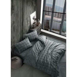 Parure de lit 1 housse de couette 240 x 220 cm + 2 taies d'oreiller 60 x 60 cm - Noir