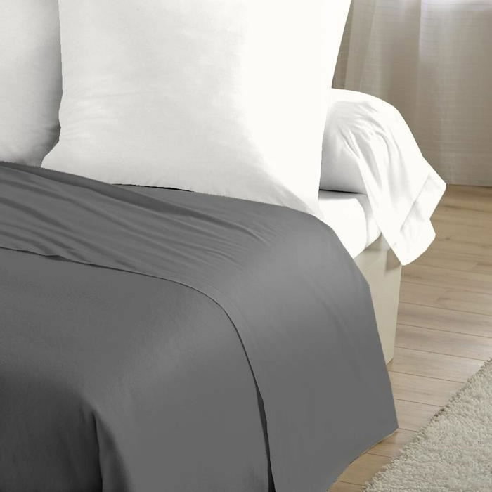 Home Linge Passion Drap plat en microfibre Gris anthracite 180 x 290 cm