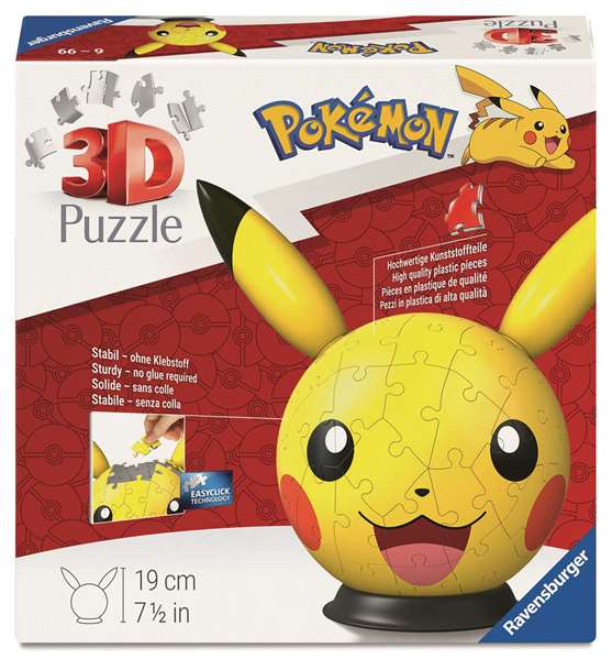 Ravensburger Puzzle 3D Pokémon Pikachu avec Oreilles 72 Pièces dès 6 ans Ravensburger Puzzle 3D Pokémon Pikachu avec Oreilles 72 Pièces dès 6 ans