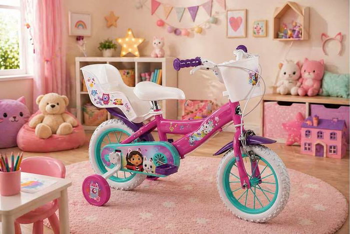 Toimsa - Bicicleta Gabby Dollhouse - Vélo enfant fille 12" (3-5 ans) - Rosa