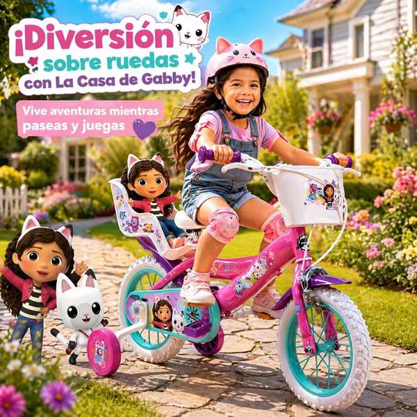 Toimsa - Bicicleta Gabby Dollhouse - Vélo enfant fille 12" (3-5 ans) - Rosa