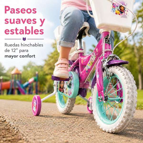 Toimsa - Bicicleta Gabby Dollhouse - Vélo enfant fille 12" (3-5 ans) - Rosa