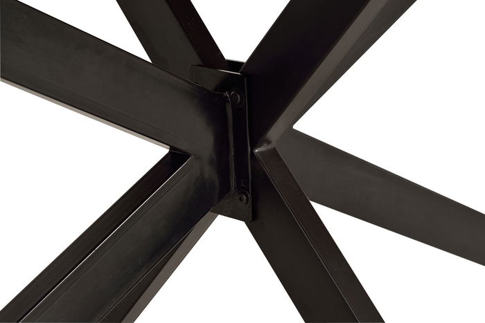 GINER Y COLOMER Table de salle à manger en bois d'acacia massif naturel avec pieds en métal noir 180x100 cm