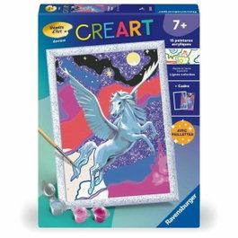 Ravensburger CreArt Kids Etincelant Pégase, Kit de peinture par numéros 18x24cm