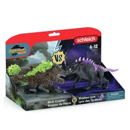 Schleich 70827 Eldrador Creatures - Figurine duo Lynx des Ténèbres vs Broyeur de Pierre, Jouet à partir de 6 ans