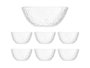 Vivalto Set 7 pièces Relieve 1 bol grand et 6 bols petits en verre transparent 54 x 9 x 22 cm (Set de 4)