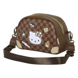 Karactermania Hello Kitty Squares - Sac bandoulière bowling petit, marron (PVC) - 14x23x9 cm