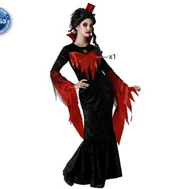 Déguisement Classique Vampiresse Femme avec Robe Noire Taille XS-S - Costume Gothique Halloween Adulte