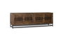 GINER Y COLOMER - Meuble TV en bois d'acacia avec 4 portes et pieds en métal, couleur marron et noir - Dimensions : 200 x 45 x 66 cm