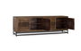 GINER Y COLOMER - Meuble TV en bois d'acacia avec 4 portes et pieds en métal, couleur marron et noir - Dimensions : 200 x 45 x 66 cm