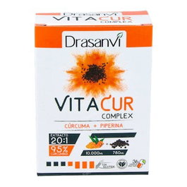 Drasanvi Vitacur 36 capsules – Complément alimentaire curcuma et pipérine, 500 mg, vegan