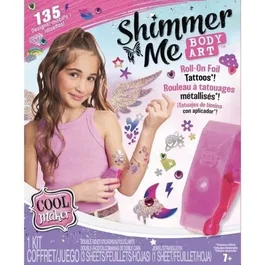 Spin Master - Coffret Shimmer Me Body Art, Tatouages Éphémères Métallisés avec Strass et Roller, Jusqu'à 135 Motifs