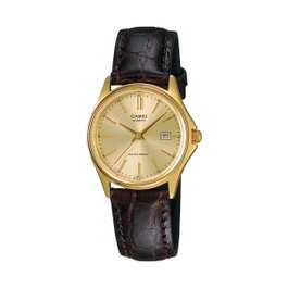 Casio LTP-1183Q-9A avec cadran doré et bracelet en cuir noir
