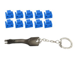 MicroConnect Bloqueurs de port RJ45 avec outil clé, bleu, 10 pièces