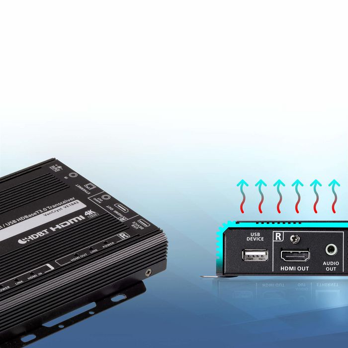 ATEN VE1843 - Émetteur-Récepteur HDMI HDBaseT 3.0 - True 4K 60Hz HDR @100m via Cat 6A - Audio, Ethernet, USB 2.0 - Configuration Transmetteur ou Récepteur