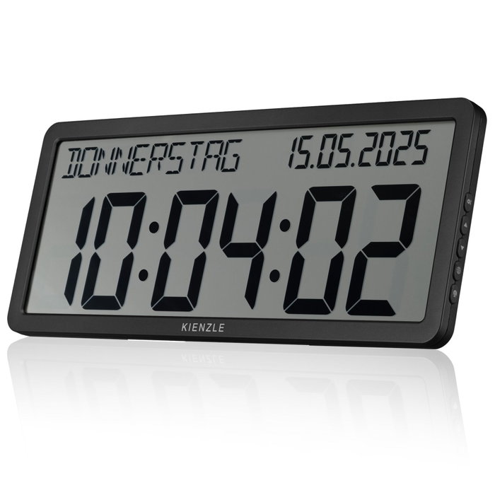 Kienzle Horloge Murale Radio-Commandée avec Affichage de la Date Noir Kienzle Horloge Murale Radio-Commandée avec Affichage de la Date Noir