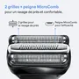 Braun Series 3+ - Tête de rasoir avec 2 grilles, peigne MicroComb et 100% fabriqué en Allemagne - Maintient le rasage performant et confortable