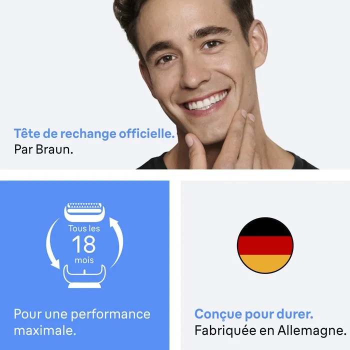 Braun Series 3+ - Tête de rasoir avec 2 grilles, peigne MicroComb et 100% fabriqué en Allemagne - Maintient le rasage performant et confortable