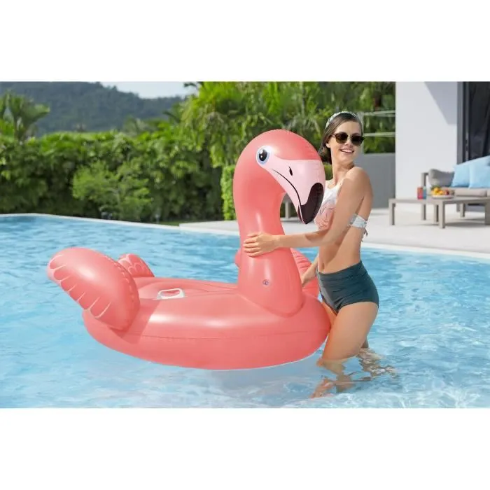 Bestway Bouée Flamant Rose à chevaucher pour adultes Flamenco - 168 x 120 cm - Bouée gonflable PVC pour piscine, plage, extérieur