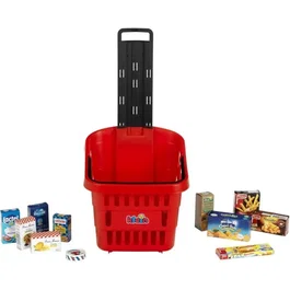 KLEIN - 7256 - Panier de courses à roulettes garni My Market pour enfant dès 2 ans - Jouet d'imitation avec 11 boîtes factices et poignée télescopique