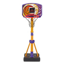 VTech Panier de basket avec panneau électronique, 3 modes de jeu interactifs, hauteur ajustable 88-120 cm, pliable, 80-571422