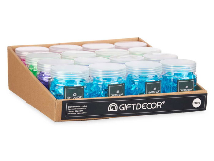 Giftdecor Bote 150 g Diamante Surtidos Colores Plastico 6,5 x 8 x 6,5 cm (Set de 32)