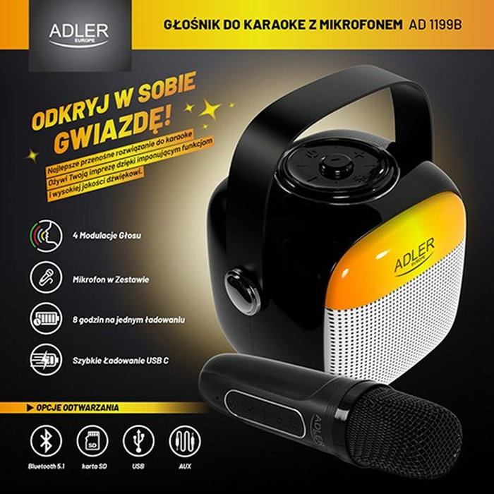 Adler AD 1199b Haut-parleurs bluetooth portables Gris