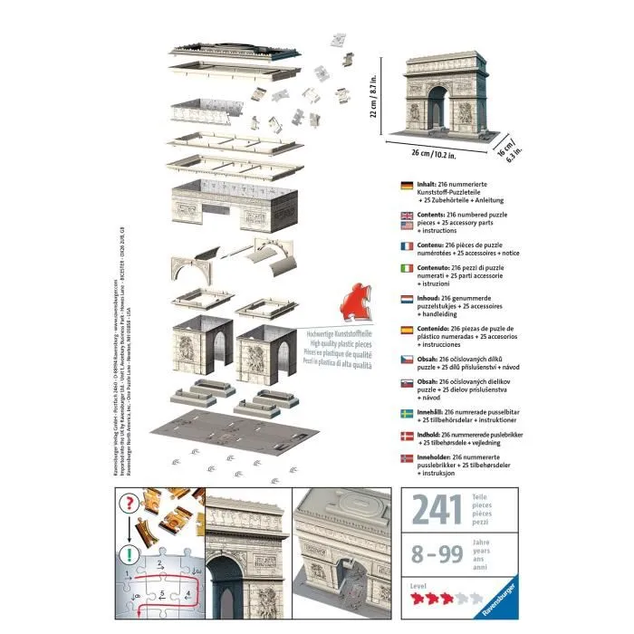 RAVENSBURGER Puzzle 3D Arc de Triomphe 216 pièces RAVENSBURGER Puzzle 3D Arc de Triomphe 216 pièces