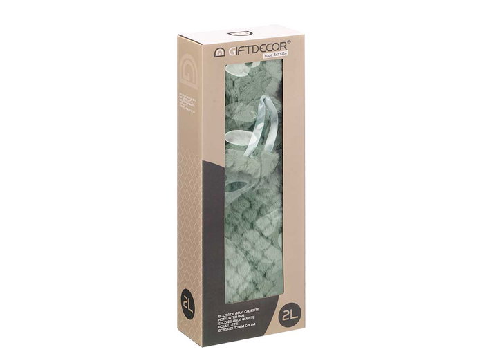 GIFTDECOR Bouillotte à eau longue 2L avec housse peluche Vert-Gris