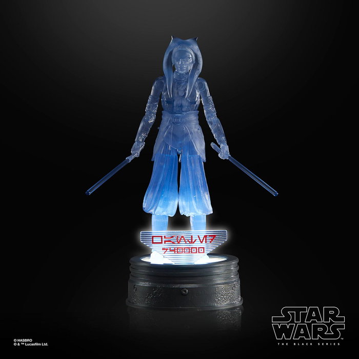 Hasbro Star Wars Th Black Serie Holocomm Collection Figure Ahsoka Tano F8322 - 15 cm avec Disque Holographique Lumineux - Multilingue