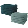 Today - Lot de 10 serviettes de toilette 50x90 cm - 450 g/m² - Coton 100% - Coloris : 5 paon et 5 céladon