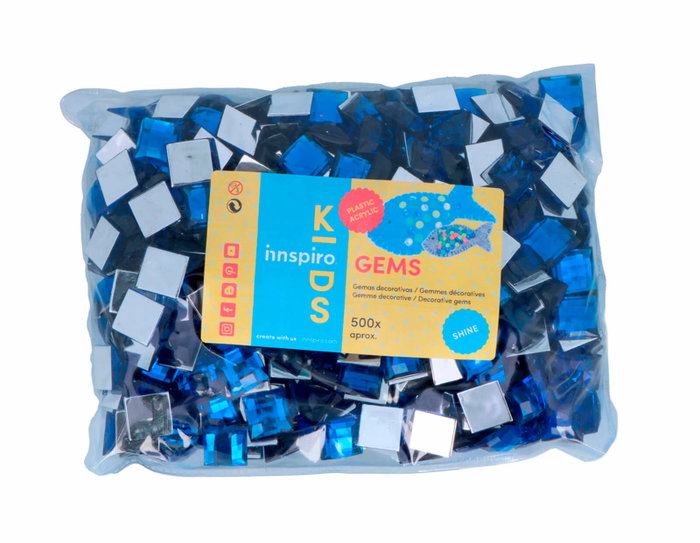 Innspiro Gemmes décoratives acryliques carrées bleues 16x16mm, 500 unités