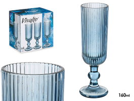 Vivalto Coupe à Champagne Bleu Foncé à Rayures 160ml