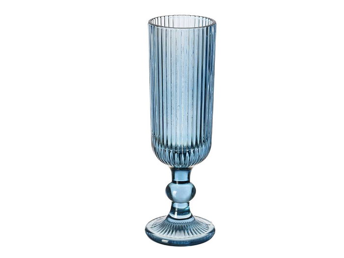 Vivalto Flûte à Cava Bleu Foncé Rayures 160 ml Verre 6x18,5x6 cm (Set de 24)