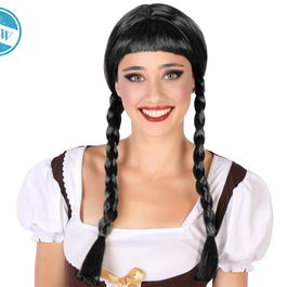 Peluca Con Trenzas Morena Perruque Noire à Tresses Longues 180g pour Déguisement, Halloween, Fêtes à Thème