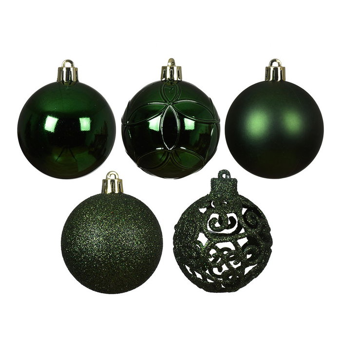 Decoris Lot de 35 Boules de Décoration de Noël Vertes, Ø6 cm