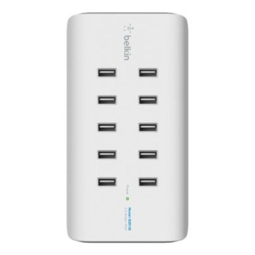 Belkin Hub USB 2.0 Rockstar 10 Ports Charge 2.4A Blanc - Chargeur Portable Belkin Hub USB 2.0 Rockstar 10 Ports Charge 2.4A Blanc - Chargeur Portable