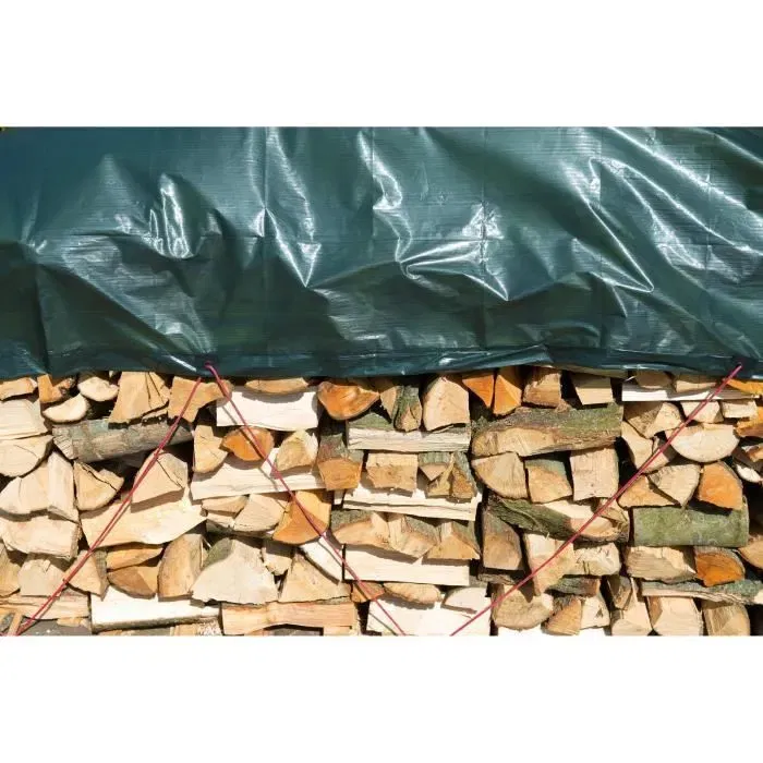 Nature - Bâche pour tas de bois - 5 x 6 m - HDPE 90 g/m² - 100% étanche - Traitement anti-UV - Couleur verte avec oeillets de fixation Nature - Bâche pour tas de bois - 5 x 6 m - HDPE 90 g/m² - 100% étanche - Traitement anti-UV - Couleur verte avec oeillets de fixation