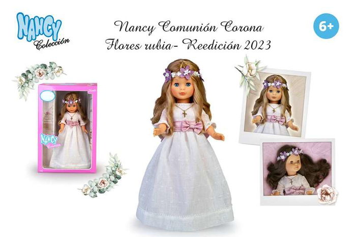 Famosa Poupée Nancy Communion Blonde 48 cm avec Couronne de Fleurs - Réédition 2023
