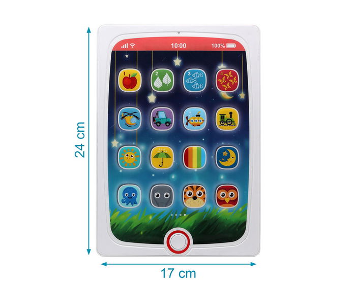 KioKids - Tablette Educative et Interactive pour Bébé +12 Mois, Apprentissage des Mots, Sons et Musique, en Anglais, Avec Formes et Couleurs, Blanc, 3 Piles AAA Incluses KioKids - Tablette Educative et Interactive pour Bébé +12 Mois, Apprentissage des Mots, Sons et Musique, en Anglais, Avec Formes et Couleurs, Blanc, 3 Piles AAA Incluses