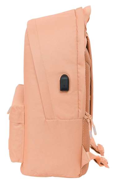 Safta Munich Basicos, sac à dos double pour ordinateur portable 15,6" avec chargeur USB, couleur pêche, dimensions 31 x 44 x 18 cm