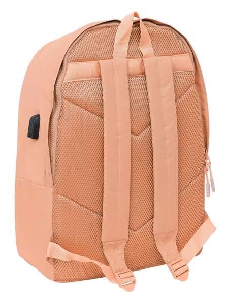 Safta Munich Basicos, sac à dos double pour ordinateur portable 15,6" avec chargeur USB, couleur pêche, dimensions 31 x 44 x 18 cm